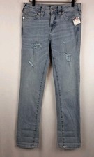 True Religion Jeans Women's Sz-29Light Blue Billie Mid Rise Straight Distressed