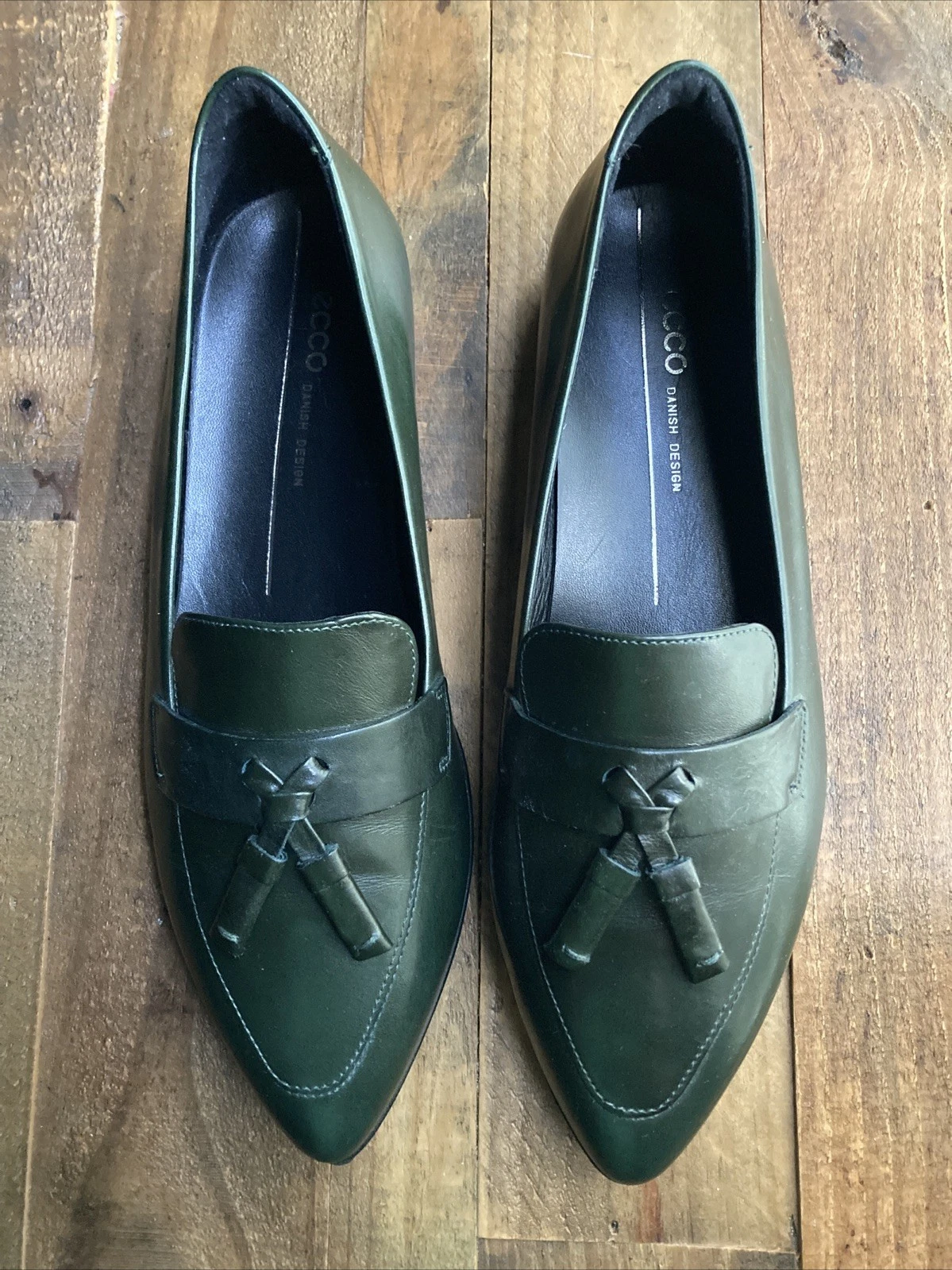 Mocassini eleganti ECCO Roxy in pelle verde con nappa taglia 39