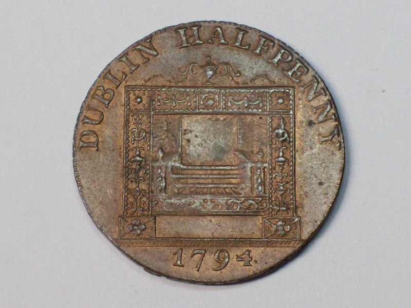 1794 Ireland Half Penny DH#351   CT 854   W. Parkers    AU+     SN8259