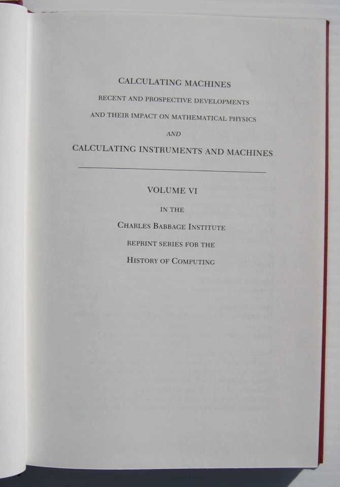 Calculating Machines D R Hartree Babbage Institute Reprint #6 1984 HC Like New - Image 2 of 2