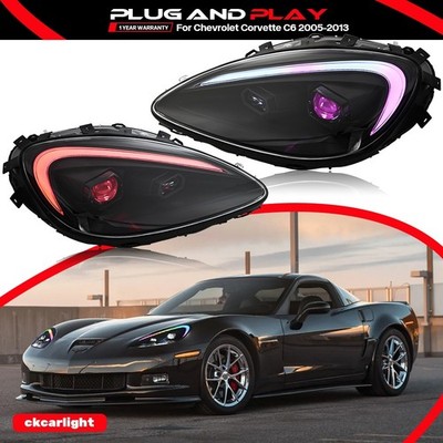 RGB LED Headlights For Chevrolet Corvette C6 2005-2013 Head Lamps Assembly 1Set