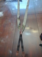 Martin Dingman Suspenders Olive Green Black Pattern Leather Button Attachment