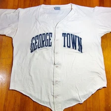 Georgetown Hoyas Baseball Jersey Men's XL White Button Up Collegiate Sportswear