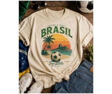 Vintage Brazil Soccer Shirt Retro Jogo Bonito Graphic Tee Brasil Football S-5XL