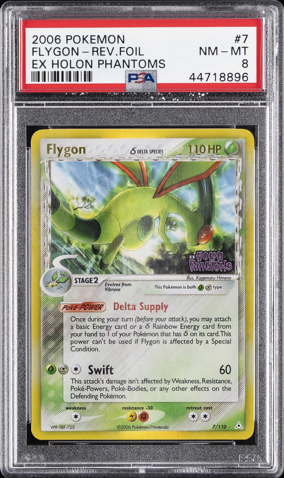 2006 POKEMON EX HOLON PHANTOMS #7 FLYGON-REVERSE FOIL PSA 8
