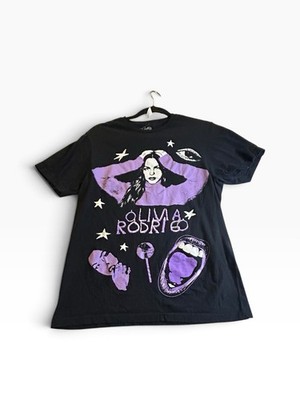 Olivia Rodrigo Graphic T-Shirt Black Purple Y2K Pop Star Size S