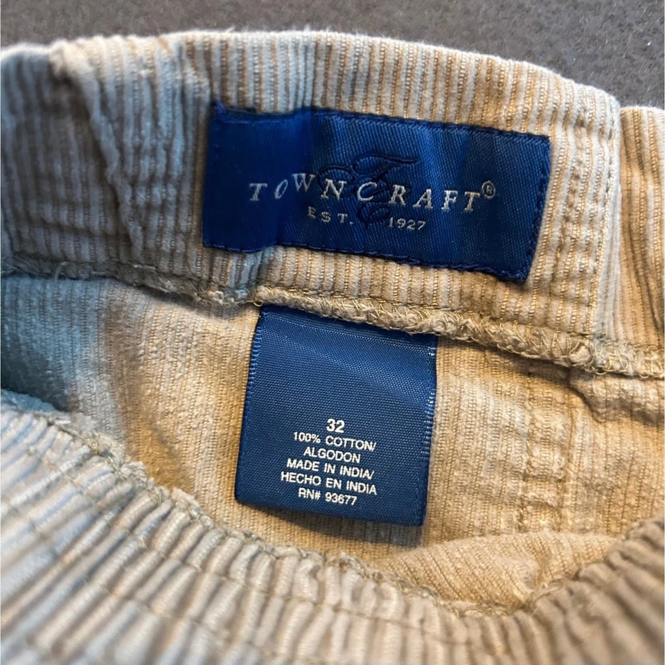 Pantalones Cortos Towncraft Para Hombre Pana Talla 32 Beige Informal Cintura Elástica Playa De Colección Foto 2 de 4