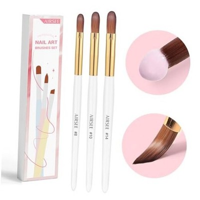 3PCS Acrylic Nail Brush Set, Size 8/10/14 for Beginner & 3 PCS White