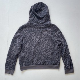 Victoria's Secret PINK Dark Gray Leopard Print Rhinestone Hoodie / Sz XL / Bling