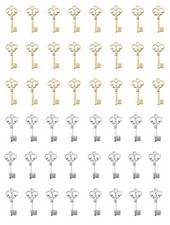 50 Pcs Key Charms Silver Gold Mini Metal Vintage Retro Jewelry Making Kit for