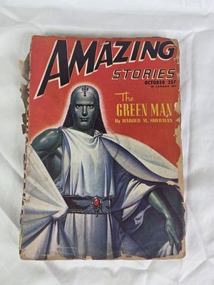 Vintage Amazing Stories October 1946 Pulp Magazine The Green Man Sci-Fi