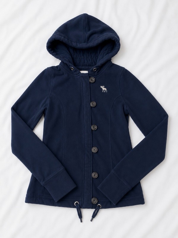 Abercrombie Hooded Sweater Jacket with Pockets – Size Small – Navy Blue  8/9
