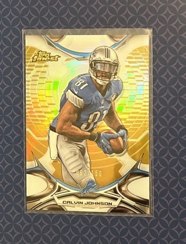 2015 Topps Finest Calvin Johnson Gold Refractor /150 Card #99 Lions SP Megatron