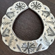 Vtg Beaded Womens Dress Peter Pan Collar Hand Made in India Small Beads 1950s