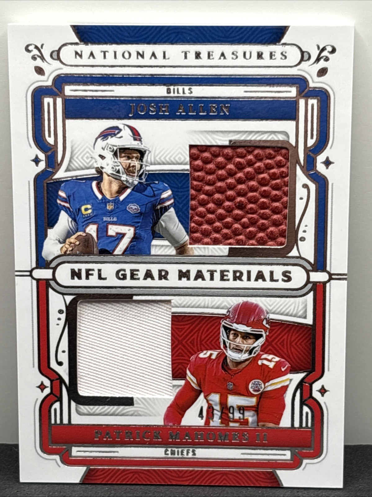 2025 Panini National Treasures Josh Allen Patrick Mahomes Gear Patch /99 E810