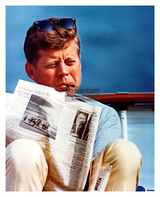 jfk cigarettes Vintage Political Photograph JFK Smoking Cigar 8x10 Photo Reprint
