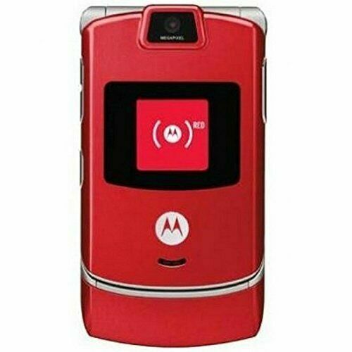 Motorola Razr V3 Original Unlocked Cellular Phone Flip Mobile Phone - Red