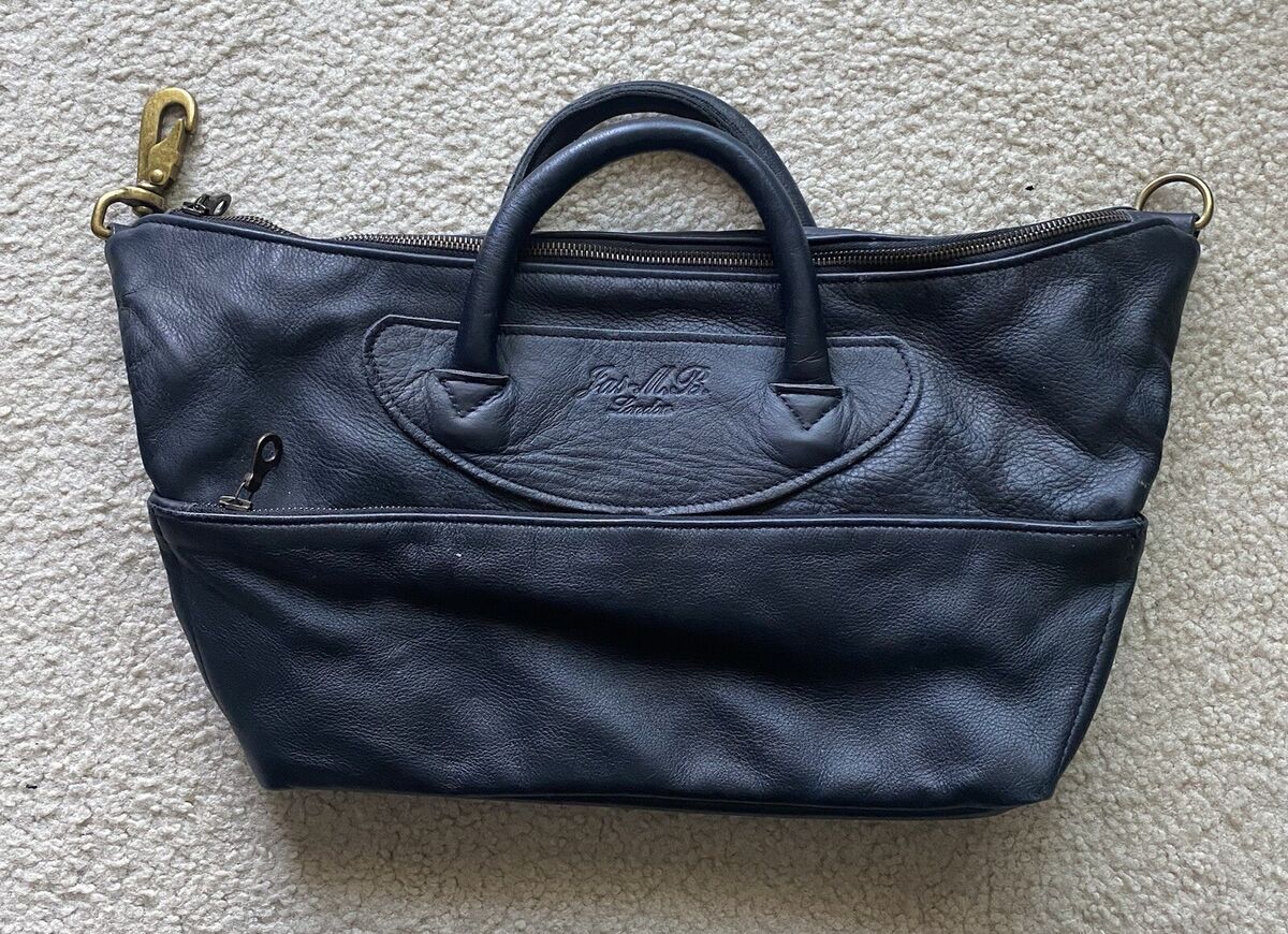 JAS M.B. London Medium Wings Traveler Bag Leather Navy Blue JAS M.B. London Medium Wings Traveler Bag Leather Navy Blue
