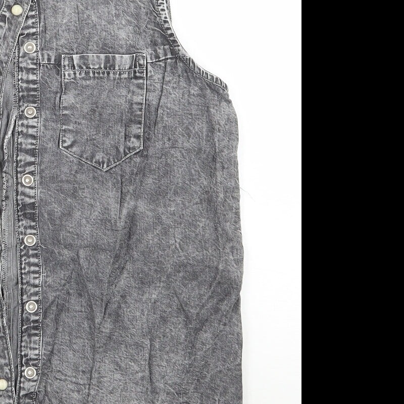 Denim co Womens Grey Polyester Blend Basic Button… - image 10