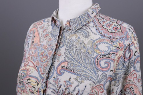 EMILY VAN DEN BERGH Multicolor Paisley Henley Long Sleeve Blouse Shirt Size 40 - Picture 7 of 16