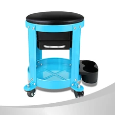 Removable Rolling Seat Creeper Garage Stool Work Chair w/ Tool Storage Drawers