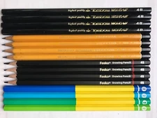16 VINTAGE "4B" GRADE PENCILS: TOMBOW, BOHEMIA WORKS, FOSKA, etc. - UNUSED