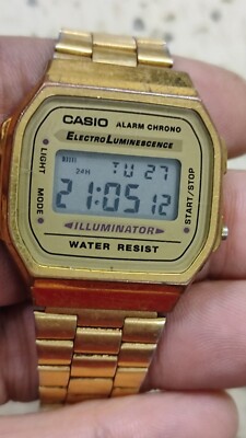 CASIO A-168 . QW..1572 GOLD VINTAGE WORKING USED | eBay