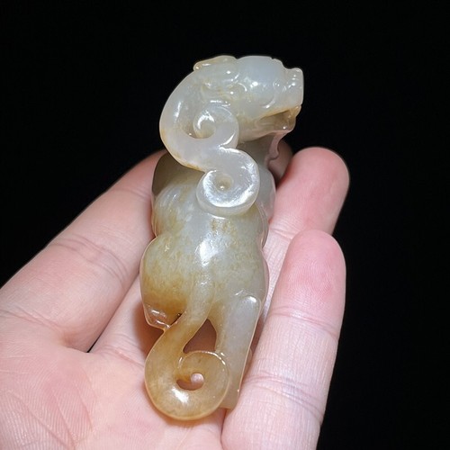 Chinese Antique Han Dynasty Hetian Ancient Jade Carved Statues Pi Xiu Decoration - Picture 4 of 8