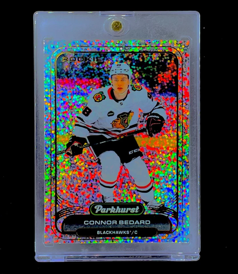 Tarjeta RC CONNOR BEDARD DISCO ROOKIE REFRACTOR SP Inserto Raro Holo 2023-24 CHICAGO Foto 2 de 4