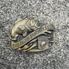 VTG 80’s Bass Anglers Sportsman Society Belt Buckle Brass USA MADE FISH SPORT