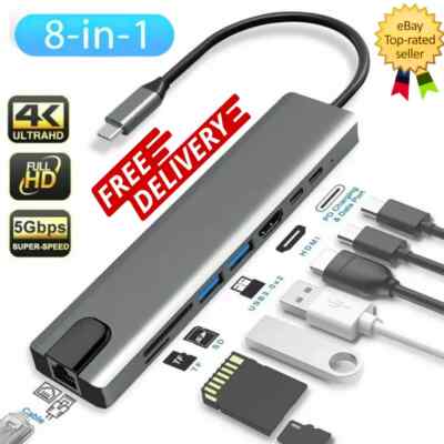 8 in 1 Multiport USB-C Hub Typ C auf USB 3.0 4K HDMI Adapter für Macbook Pro/Air