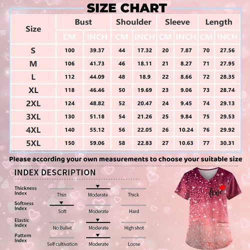 Women Plus Size Printed Scrub Working Uniform Tops V-Neck Short Sleeve T-Shirt5 - Picture 41 of 62