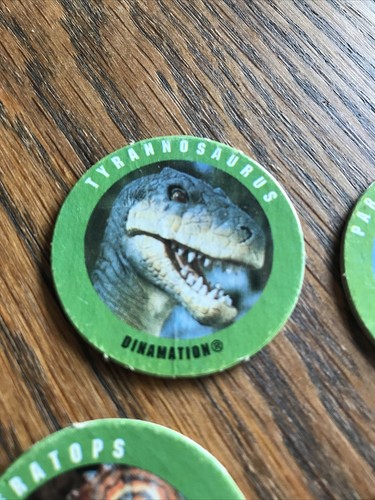 1990’s pogs Milk Cap Vintage Dinosaur Pog Set of 4 Cardboard - Picture 3 of 6