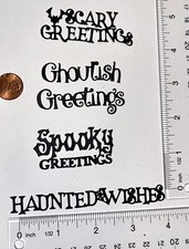 HALLOWEEN WORDS PAPER DIE CUT EMBELLISHMENTS  phrase  greetings  sentiments