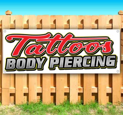 TATTOOS & BODY PIERCING Advertising Vinyl Banner Flag Sign Many Sizes BODY ART