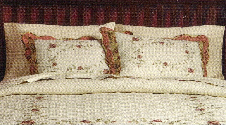 Edredón clásico para el hogar completo/queen y 2 fundas - con flores bordadas () Foto 2 de 2