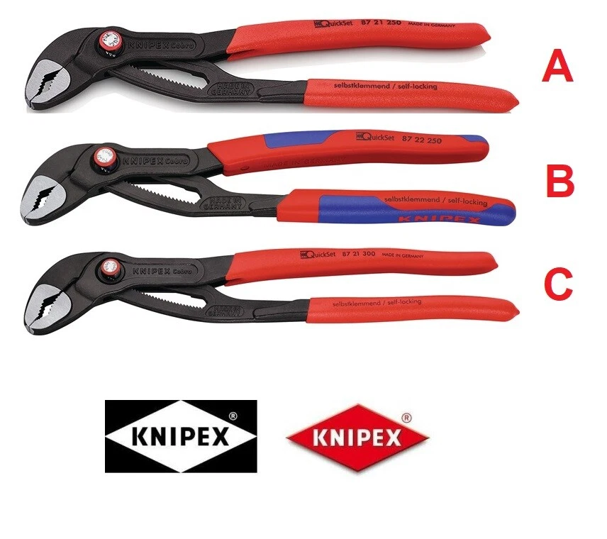 KNIPEX Wasserpumpenzange Cobra® Quick Set 250mm 300mm selbstklemmend an Rohren !