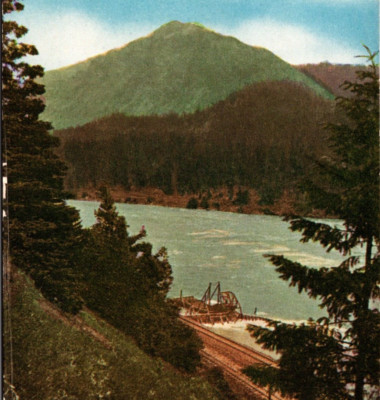 Cascade Mountains Columbia River Fish Wheel Oregon Vintage Postcard 7889