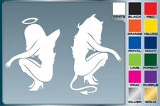 ANGEL & DEVIL GIRLS cut vinyl decal #1 car truck window Mud Flap sticker