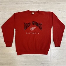Vintage 90s Nutmeg Detroit Red Wings Embroidered Crewneck Sweatshirt Size M