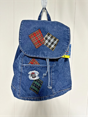 NWT Vintage Bijoux Denim Jean Purse Backpack Torn Out Patches 80's 90's