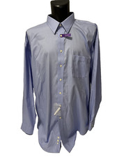 Joseph  Feiss Men's Blue Non Iron Button Up Long Sleeve Dress Shirt Sz 20 38/39