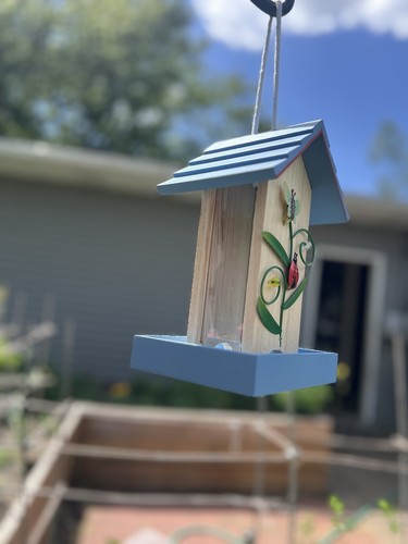 Decorative Wooden Bird Feeder Boho Cute Spring & Summer Bird Feeder Ladybug - Picture 10 of 20