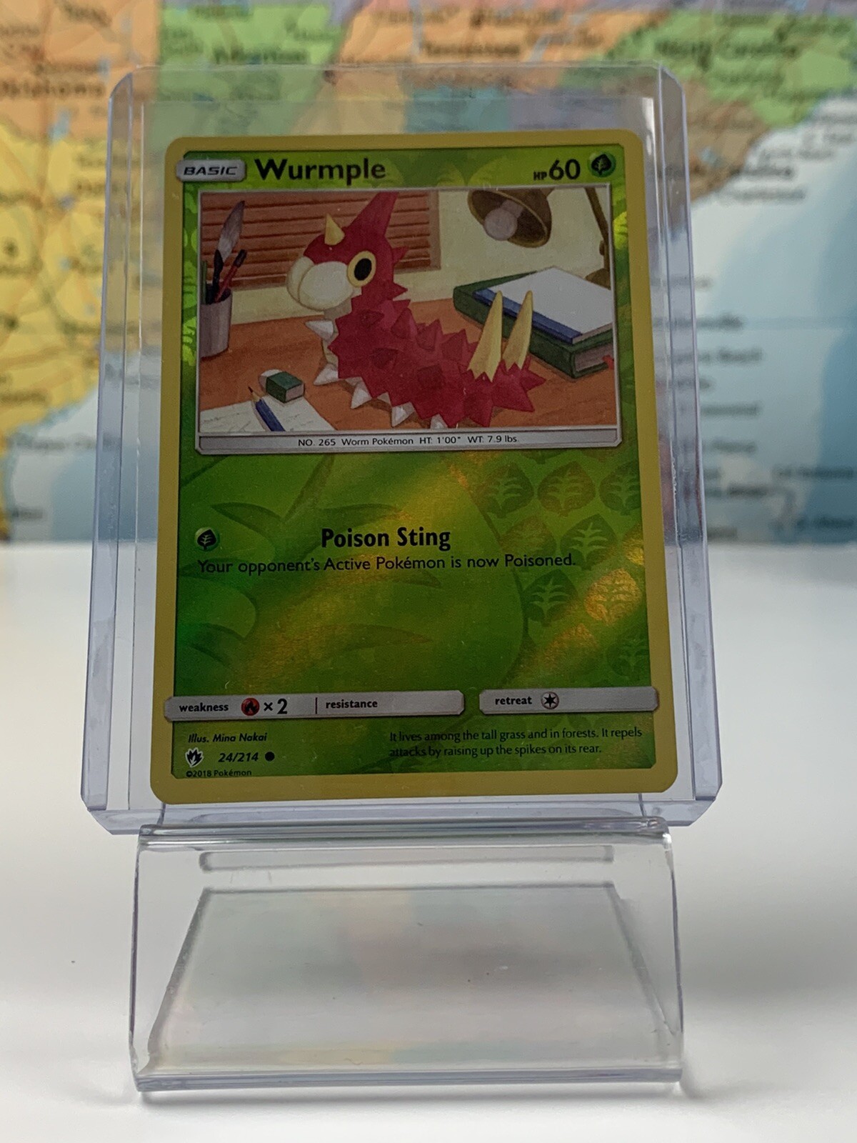 SHIPS SAME DAY Pokemon Card Wurmple 24/214 Reverse Holo Basic Grass Type 2018
