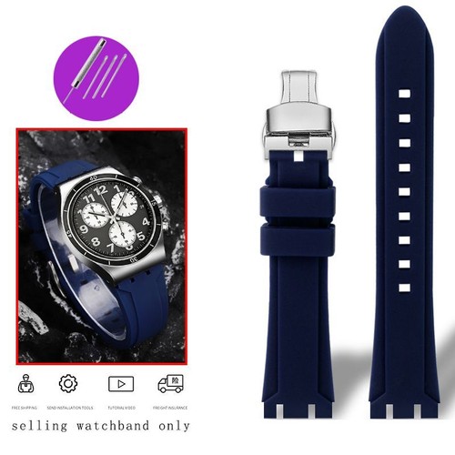 Silicone Watch Strap Fit For Swatch YVS496/495 YVS400 YVS401 Series Watchbands - Picture 19 of 38