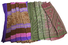 2 P Saree Indian Women Wrap Printed Sari Dres...