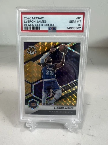 2020-21 Panini Mosaic Choice Black Gold Choice Prizm #81 Lebron James. 2/8 PSA10
