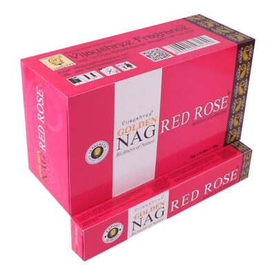 Vijayshree Golden Nag Red Rose  Agarbathi Incense 12 Pack 180 incense Sticks
