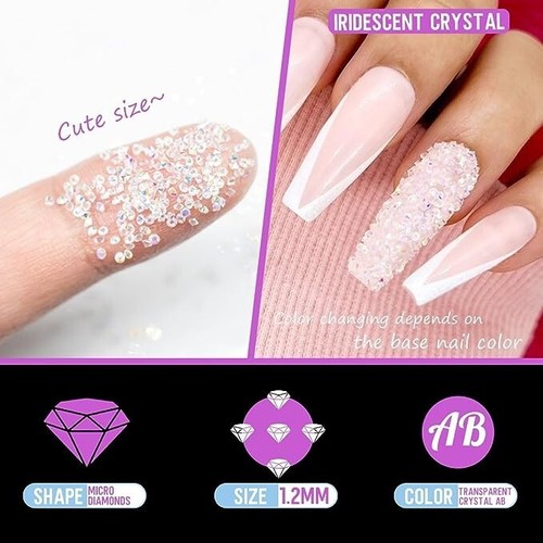 Mini Magic Rhinestone 10000Pcs Mini 1.2mm Nail Rhinestones Clear AB Micro Pixie Crystals for ...