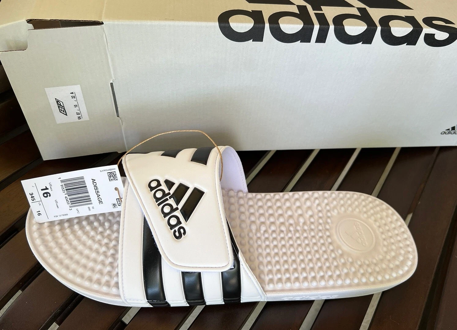 Scarpe sandali slide uomo Adidas Adissage nuove taglia 16 (M) nere nuove con etichette